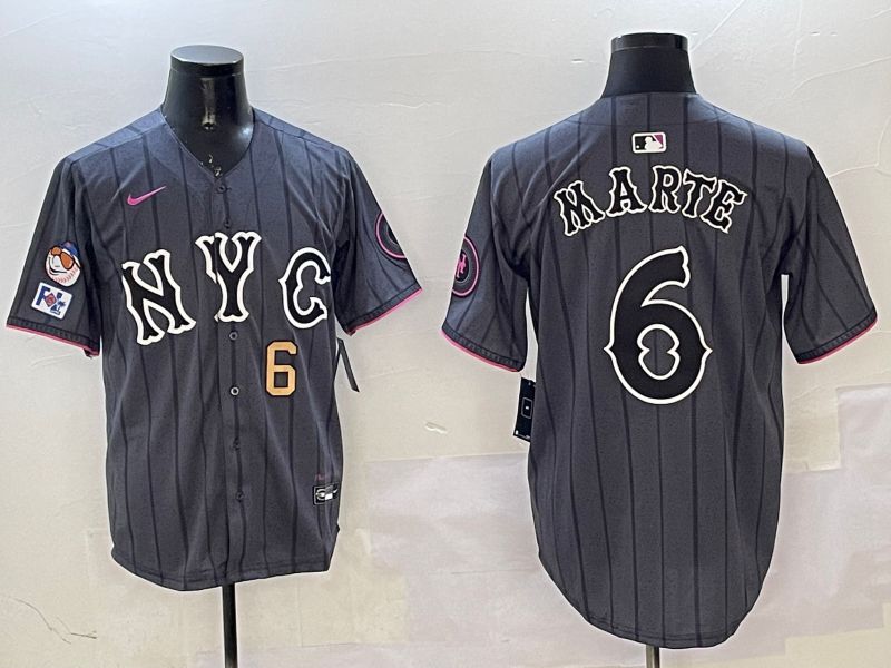 Men New York Mets 6 Marte Black City Edition 2025 Nike MLB Jersey style 5